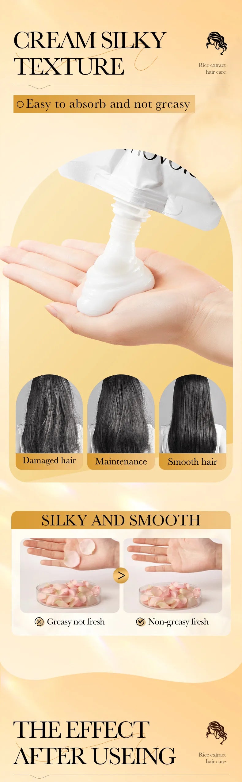RiceGlow™ | Mascarilla Capilar Reparadora de Arroz - Mascarilla mágica para el cabello con queratina, 10/30/50/100/400g, 5 segundos, reparación de cabello dañado y rizado, suave, suave, brillante, arroz, cuidado hidratante del cabello