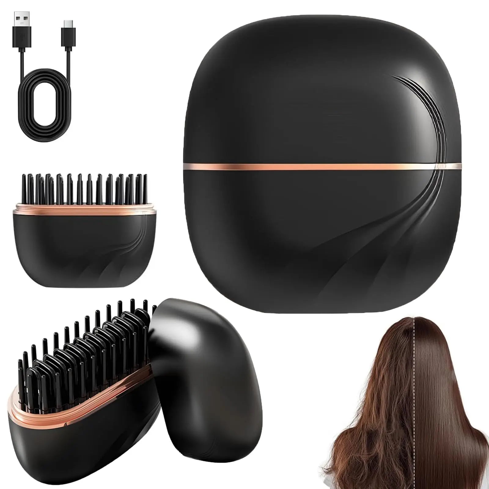 StyleGo™ Mini | Cepillo Alisador Inalámbrico y Plancha de Pelo Portátil