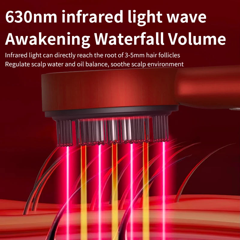 ScalpPulse™ | Masajeador Eléctrico para Cuero Cabelludo con Luz Roja - Peine Masajeador para Cuero Cabelludo con Luz Roja, Masajedor Eléctrico 3 Modos, Aplicador de Suero 6ml Recargable