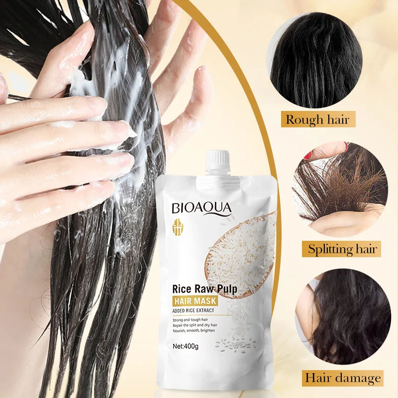 RiceGlow™ | Mascarilla Capilar Reparadora de Arroz - Mascarilla mágica para el cabello con queratina, 10/30/50/100/400g, 5 segundos, reparación de cabello dañado y rizado, suave, suave, brillante, arroz, cuidado hidratante del cabello