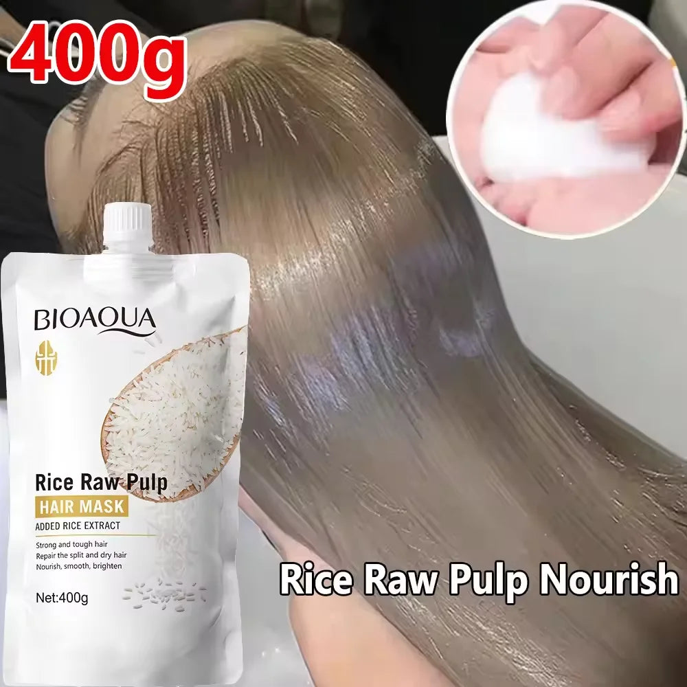 RiceGlow™ | Mascarilla Capilar Reparadora de Arroz - Mascarilla mágica para el cabello con queratina, 10/30/50/100/400g, 5 segundos, reparación de cabello dañado y rizado, suave, suave, brillante, arroz, cuidado hidratante del cabello
