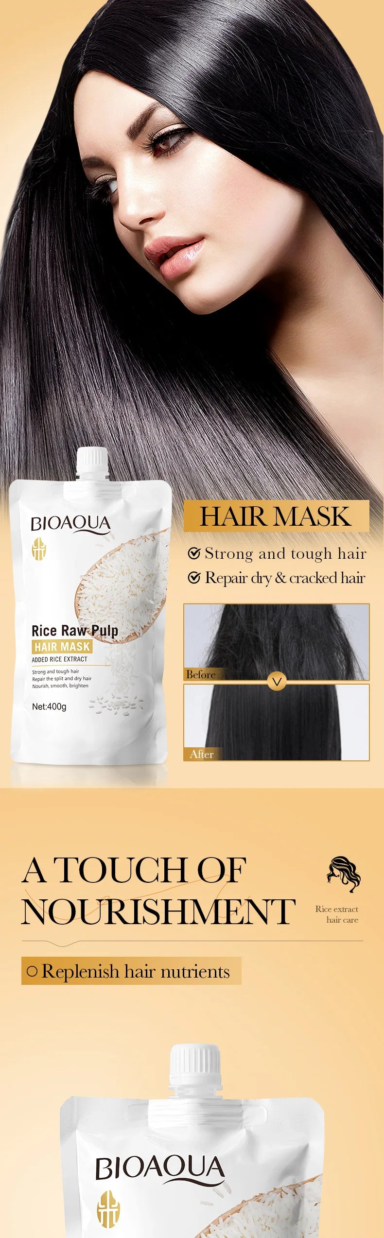 RiceGlow™ | Mascarilla Capilar Reparadora de Arroz - Mascarilla mágica para el cabello con queratina, 10/30/50/100/400g, 5 segundos, reparación de cabello dañado y rizado, suave, suave, brillante, arroz, cuidado hidratante del cabello