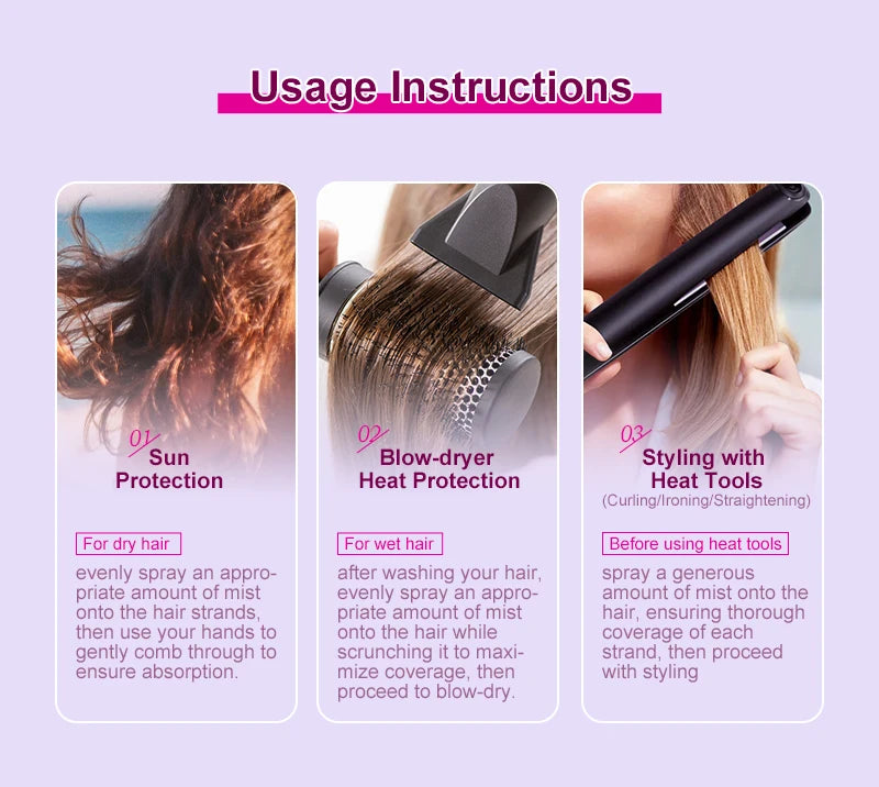 ThermaShield™ | Spray Protector Térmico para el Cabello 240 °C - Spray protector térmico Aceite de coco Control y brillo del frizz para todo tipo de cabello Protección térmica hasta 470 ° F Cuidado del cabello
