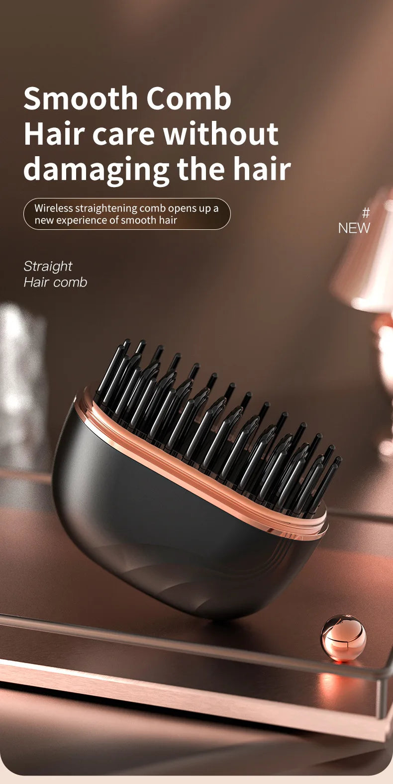 StyleGo™ Mini | Cepillo Alisador Inalámbrico y Plancha de Pelo Portátil