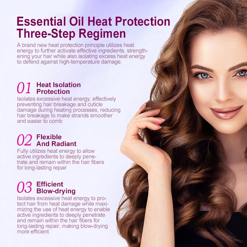 ThermaShield™ | Spray Protector Térmico para el Cabello 240 °C - Spray protector térmico Aceite de coco Control y brillo del frizz para todo tipo de cabello Protección térmica hasta 470 ° F Cuidado del cabello