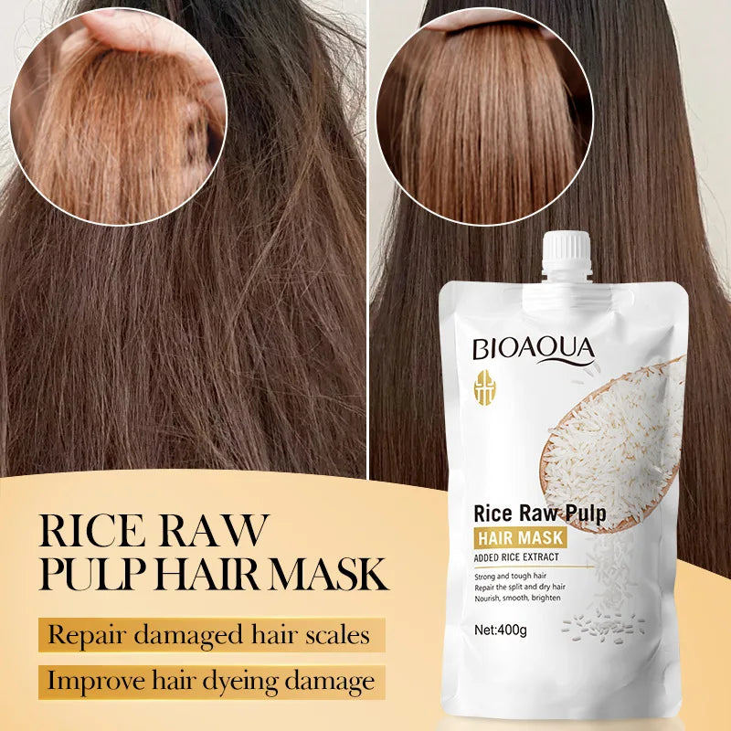 RiceGlow™ | Mascarilla Capilar Reparadora de Arroz - Mascarilla mágica para el cabello con queratina, 10/30/50/100/400g, 5 segundos, reparación de cabello dañado y rizado, suave, suave, brillante, arroz, cuidado hidratante del cabello