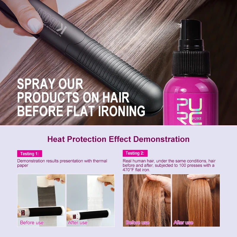 ThermaShield™ | Spray Protector Térmico para el Cabello 240 °C - Spray protector térmico Aceite de coco Control y brillo del frizz para todo tipo de cabello Protección térmica hasta 470 ° F Cuidado del cabello