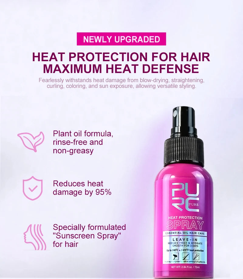 ThermaShield™ | Spray Protector Térmico para el Cabello 240 °C - Spray protector térmico Aceite de coco Control y brillo del frizz para todo tipo de cabello Protección térmica hasta 470 ° F Cuidado del cabello
