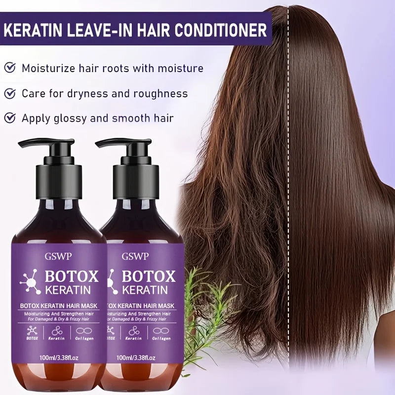 LiquidSilk™ Keratin Leave-In - Mascarilla Capilar de Queratina y Botox GSWP, hidrata y fortalece el cabello dañado, reduce el encrespamiento, las puntas abiertas y los enredos. 100ml/200ml
