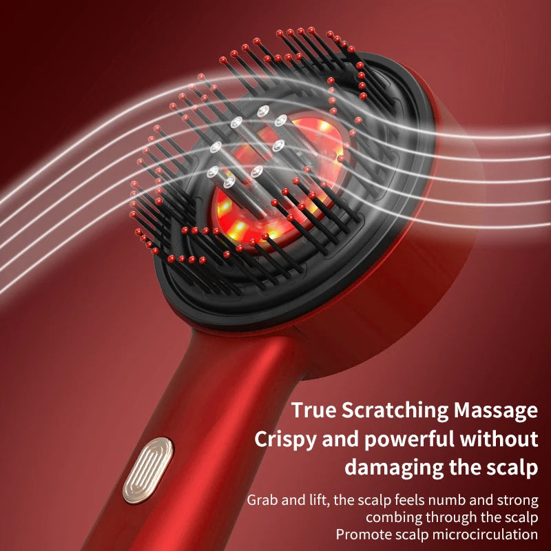 ScalpPulse™ | Masajeador Eléctrico para Cuero Cabelludo con Luz Roja - Peine Masajeador para Cuero Cabelludo con Luz Roja, Masajedor Eléctrico 3 Modos, Aplicador de Suero 6ml Recargable