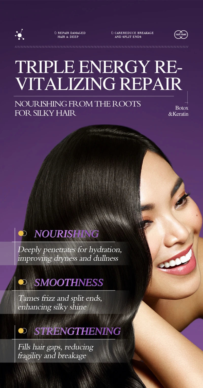 LiquidSilk™ - Mascarilla Capilar de Queratina Mágica, Reparación en 5 Segundos, Cabello Dañado y Encrespado, Suave, Liso, Brillante, Nutrición, Hidratación Profunda, Producto para el Cuidado del Cabello