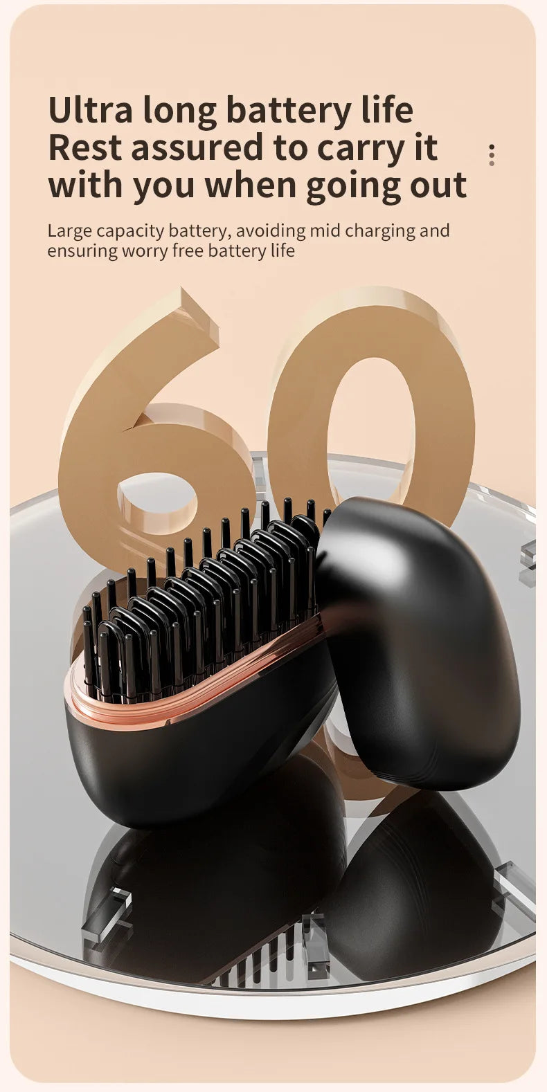 StyleGo™ Mini | Cepillo Alisador Inalámbrico y Plancha de Pelo Portátil