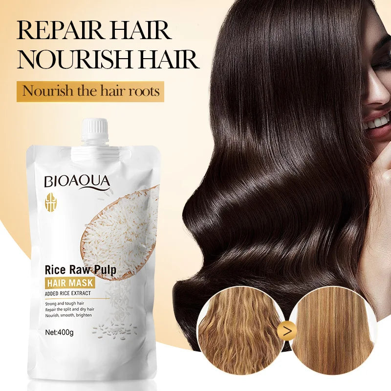 RiceGlow™ | Mascarilla Capilar Reparadora de Arroz - Mascarilla mágica para el cabello con queratina, 10/30/50/100/400g, 5 segundos, reparación de cabello dañado y rizado, suave, suave, brillante, arroz, cuidado hidratante del cabello