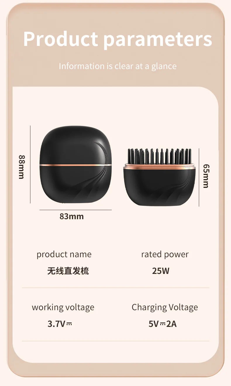 StyleGo™ Mini | Cepillo Alisador Inalámbrico y Plancha de Pelo Portátil