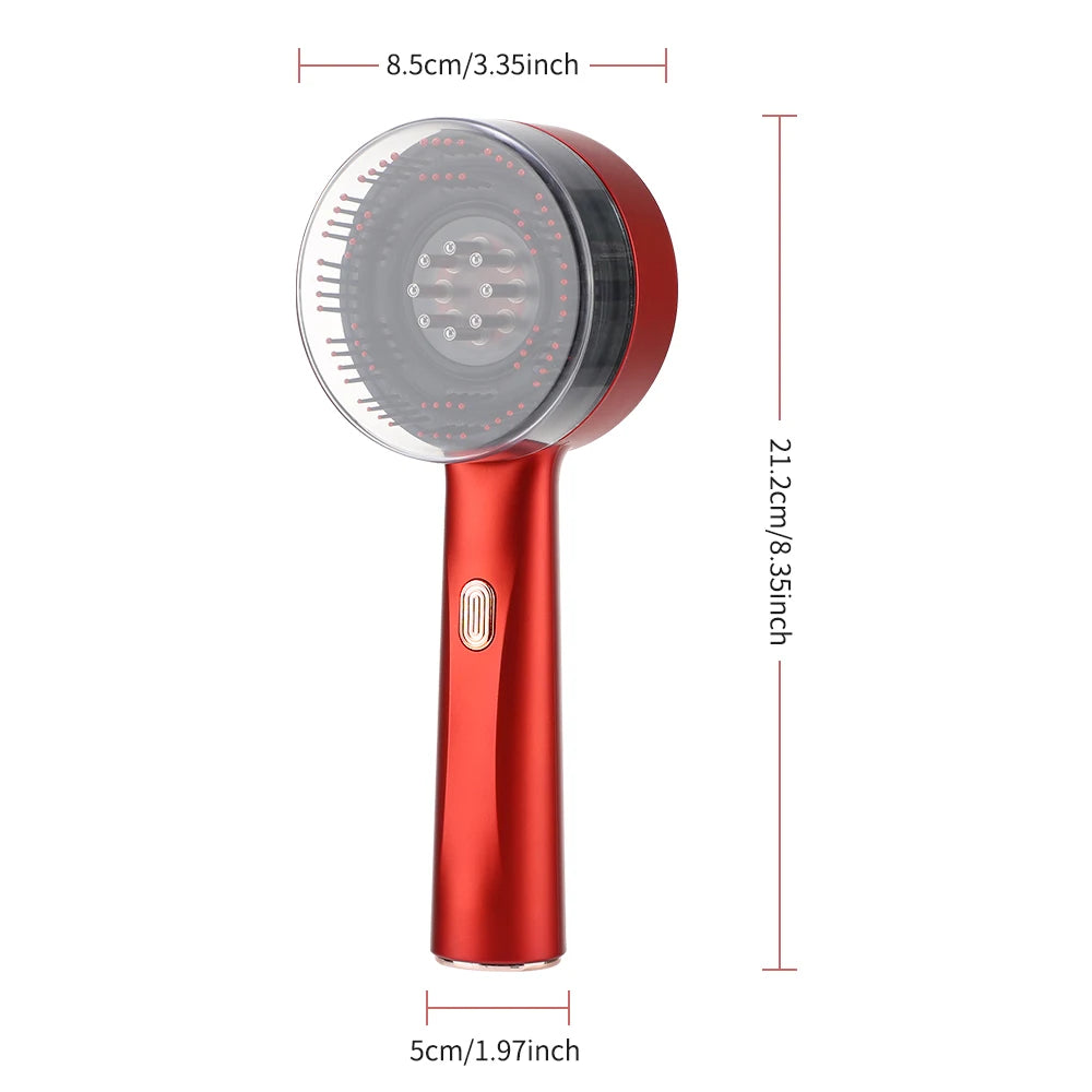 ScalpPulse™ | Masajeador Eléctrico para Cuero Cabelludo con Luz Roja - Peine Masajeador para Cuero Cabelludo con Luz Roja, Masajedor Eléctrico 3 Modos, Aplicador de Suero 6ml Recargable